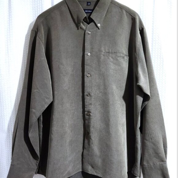 Eccolo Shirt Men's Size Large Button Down Long Sleeve 16-16 1/2 Neck Taupe - Picture 3 of 11